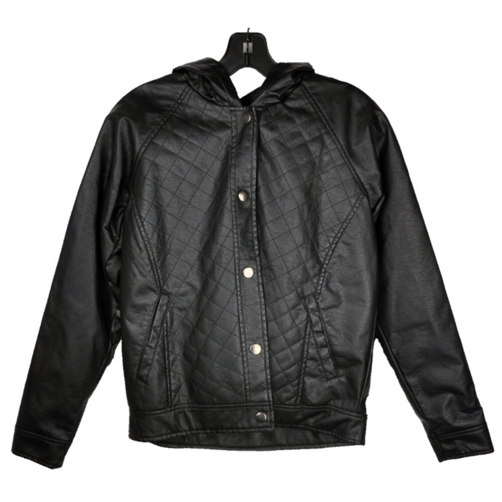 JACK by BB DAKOTA VEGAN LEATHER JACKET MOTO HOOD